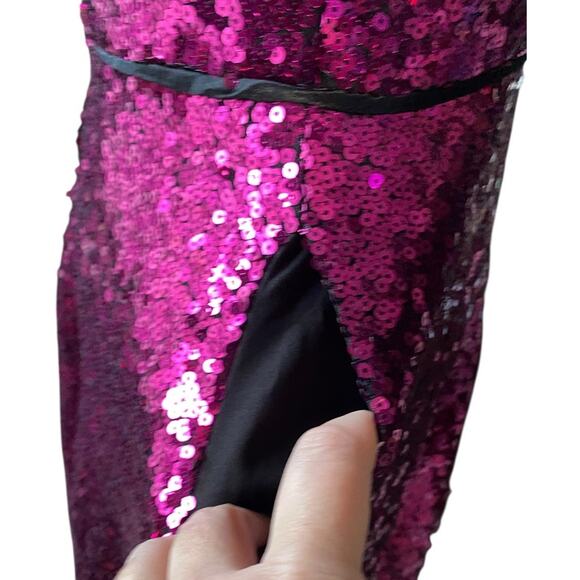 Hot Pink Sequin Mini Dress Women 5 Party Cocktail Clubwear Fit & Flare Prom Hoco - Picture 13 of 16